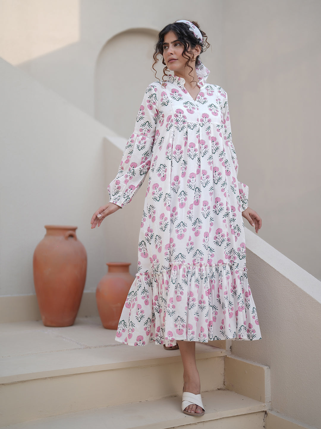 Elena Hand Block Printed Dress